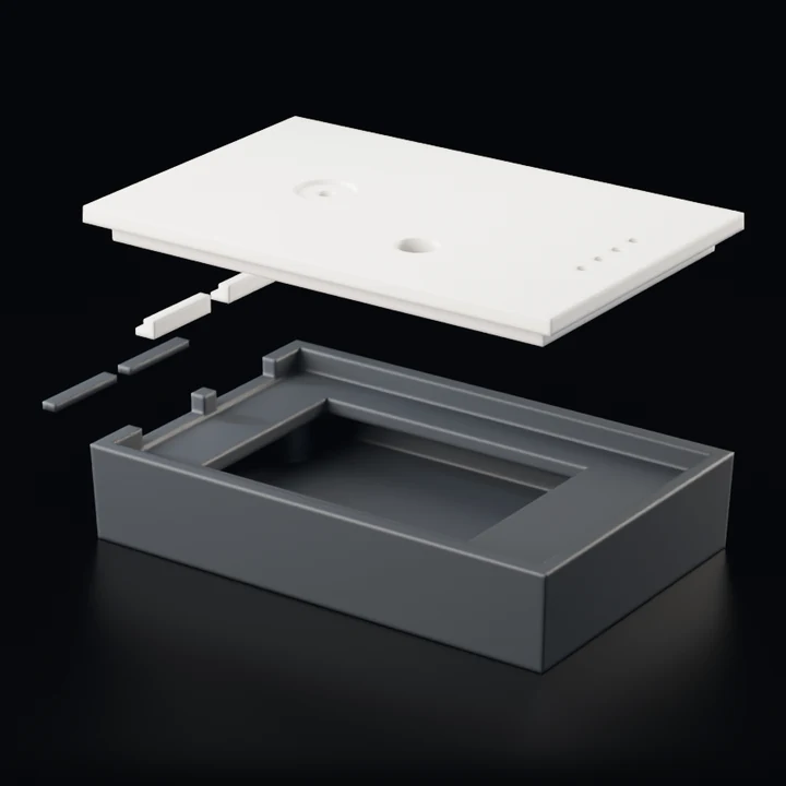 Exploded view, rendered from the CAD model