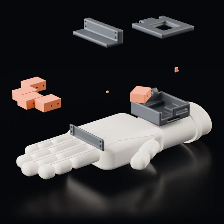 Exploded view, rendered from the CAD model