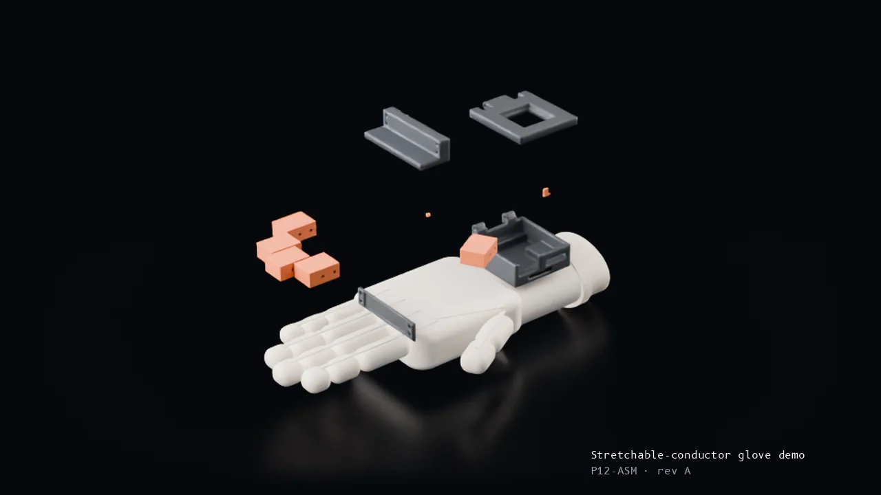Exploded view of the Stretchable-conductor glove demo